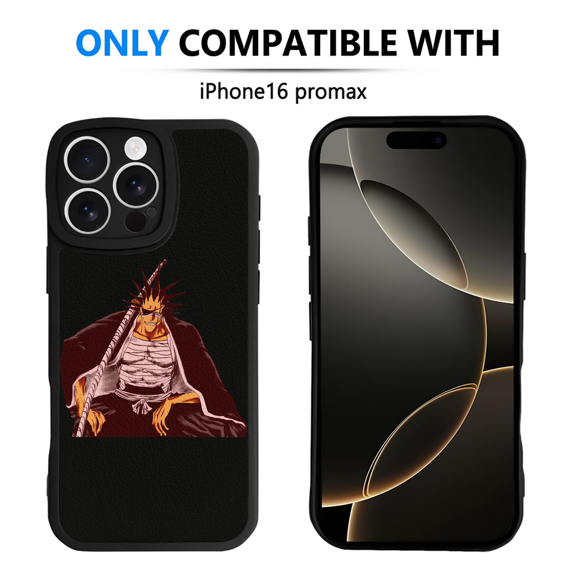 （画像用） ブリーチ ざらき けんぱち BLEACH Zaraki Kenpachi 【iPhone 16シリーズ対応】シリコンスマホケース（レザー調） 材質：シリコン